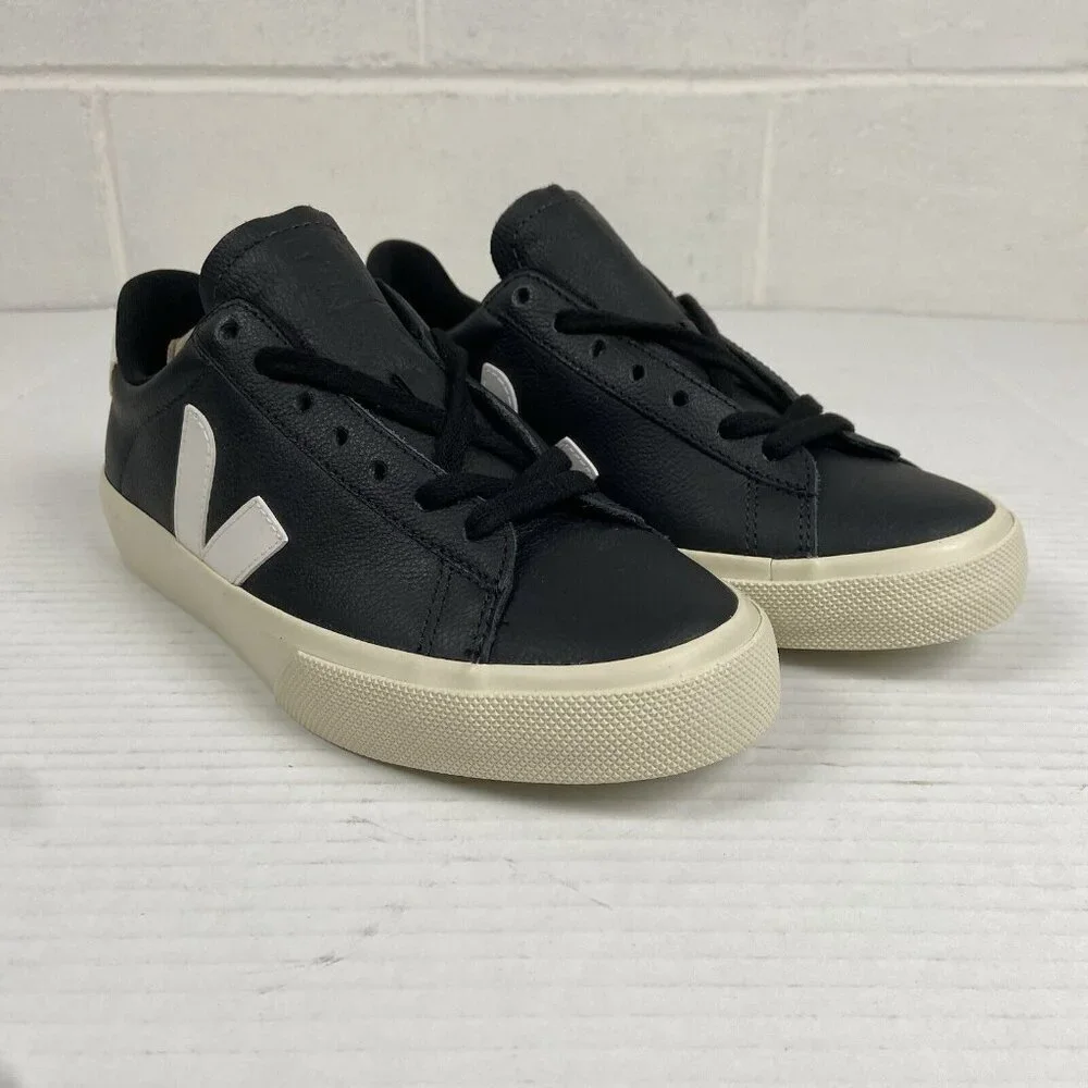 NEW Veja Women's Campo Chromefree Leather Sneakers CPO501215A370 Black/White NIB - Picture 3 of 11